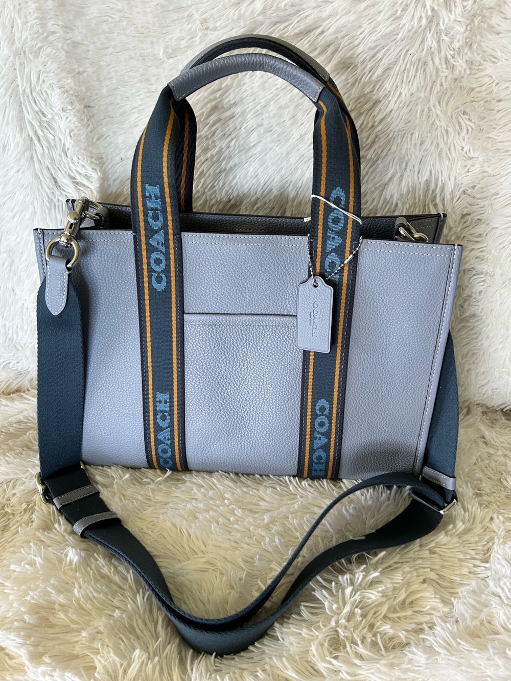 Coach Smith Tote Pebbled Leather Satchel with Branded Straps